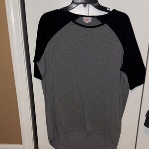 LuLaRoe Black and Gray Raglan Tee